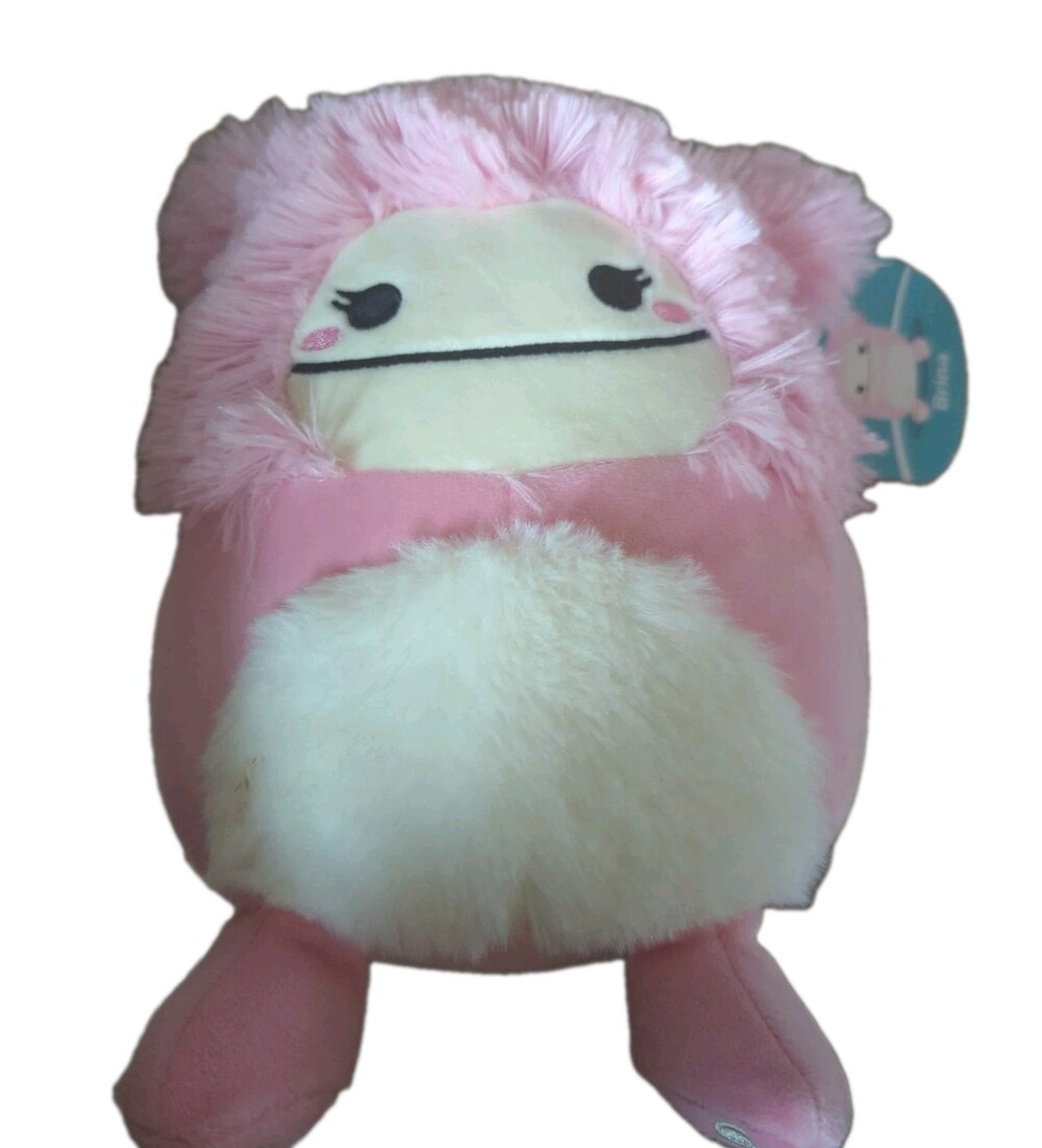 NWT Squishmallows Pink & White Brina the Bigfoot With Fuzzy Belly 8"